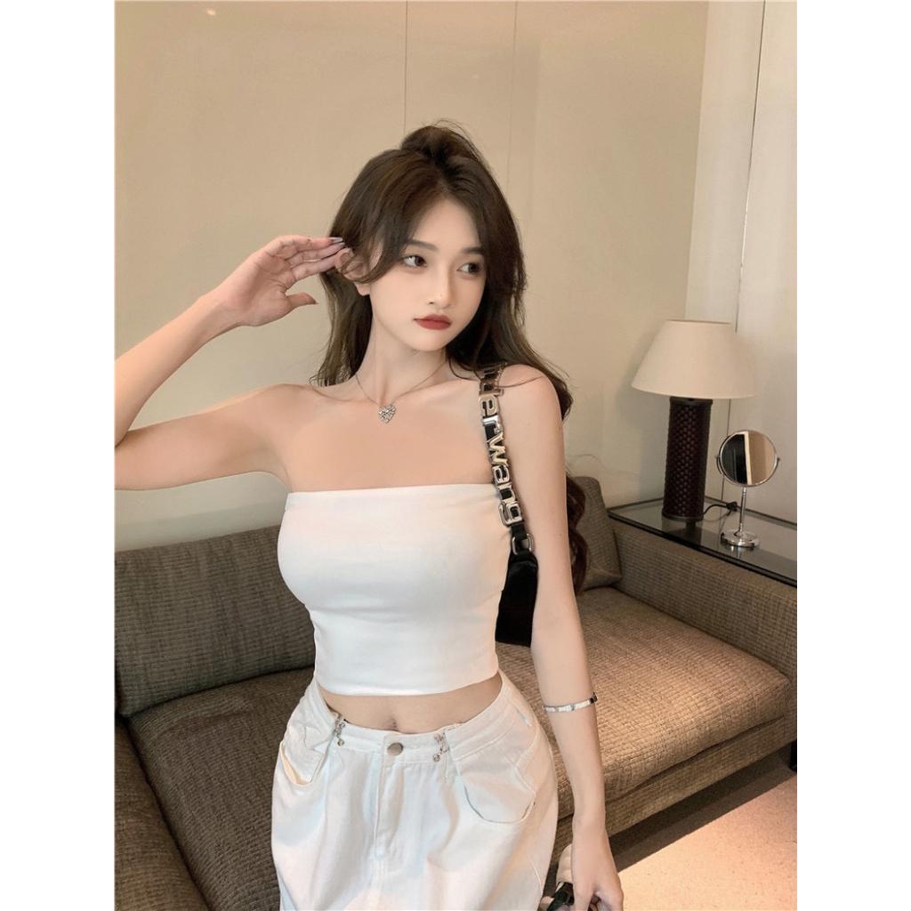 Ao ống croptop thun gân dáng dài, không đệm mút, SiêuHot, SiêuSe.xy chất liệu cogiãn Nữ Women Dáng Ngắn Áo Ong