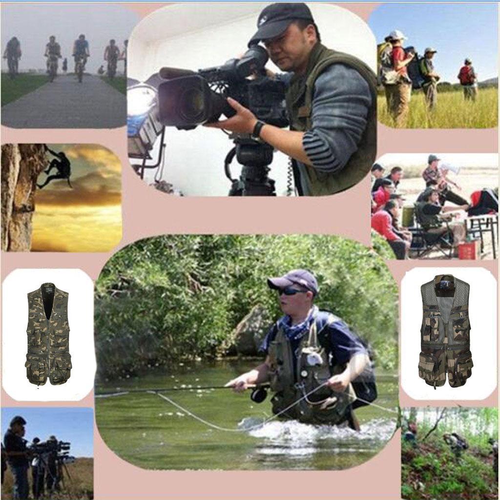 Men's Multi Pocket Camouflage Fishing Vest Jacket Summer Autumn Outdoor Hunting Travel Photography Waistcoat L-XXXXL