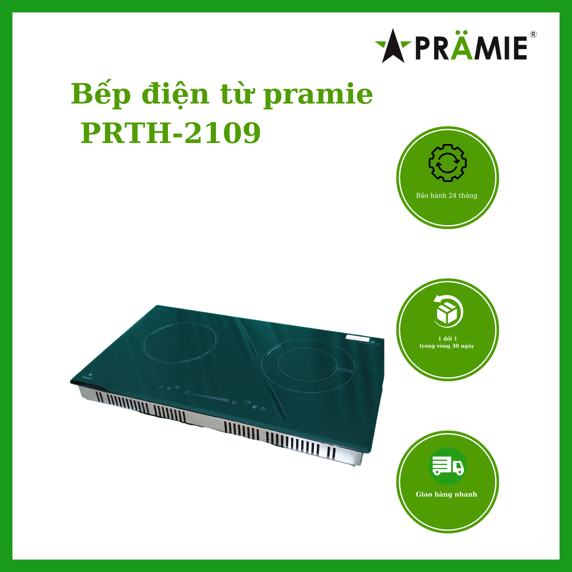 [THANH LÍ HÀNG TRƯNG BÀY 99% MIỄN PHÍ LẮP ĐẶT TP.HCM] Bếp điện từ đôi Pramie PRTH -2109 _Môt từ một hồng ngoại_Hàng nhập khẩu Thái Lan