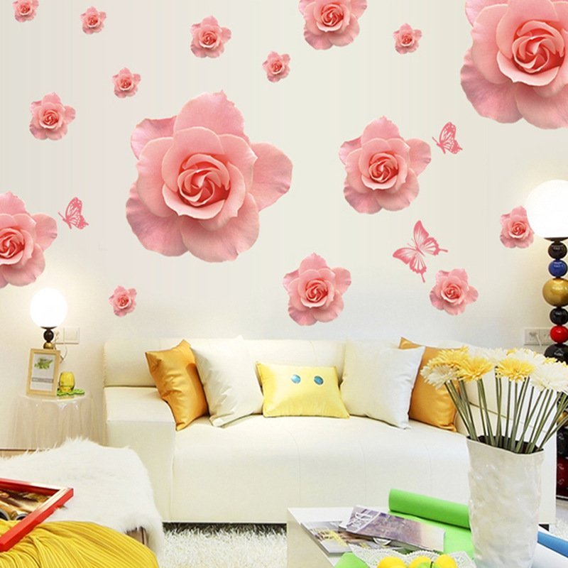 Decal dán tường hoa hồng hiện đại sang trọng