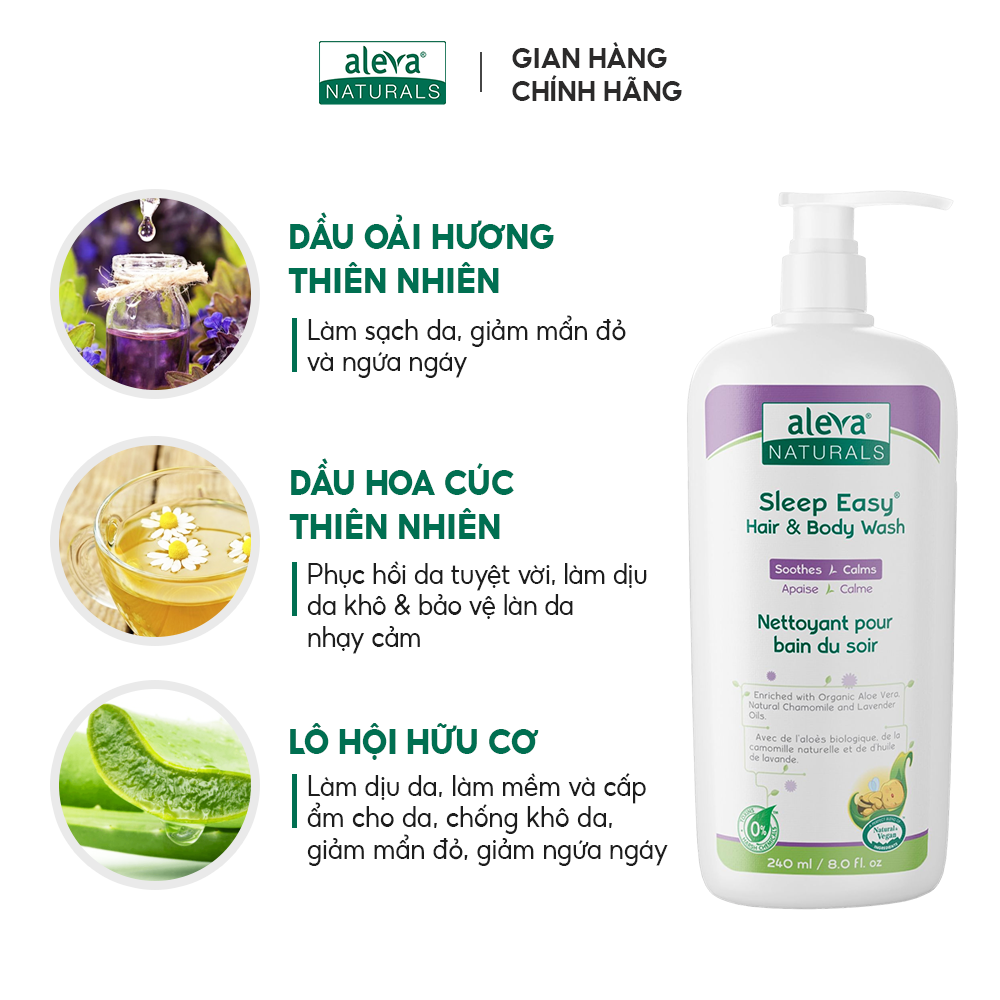 Sữa dưỡng thể cho bé làm mịn da, giảm ngứa ngáy giúp bé ngủ ngon Aleva Naturals (chai 240ml)