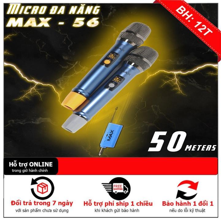 BỘ ĐÔI MIC MAX 56 KHÔNG DÂY ĐA NĂNG CAO CẤP, Bộ Đôi Micro Không Dây Pin Sạc CAO CẤP