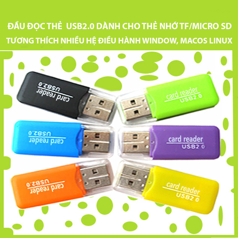 Đầu đọc thẻ nhớ  USB 2.0 tốc độ cao dành cho mọi hệ điều hành 