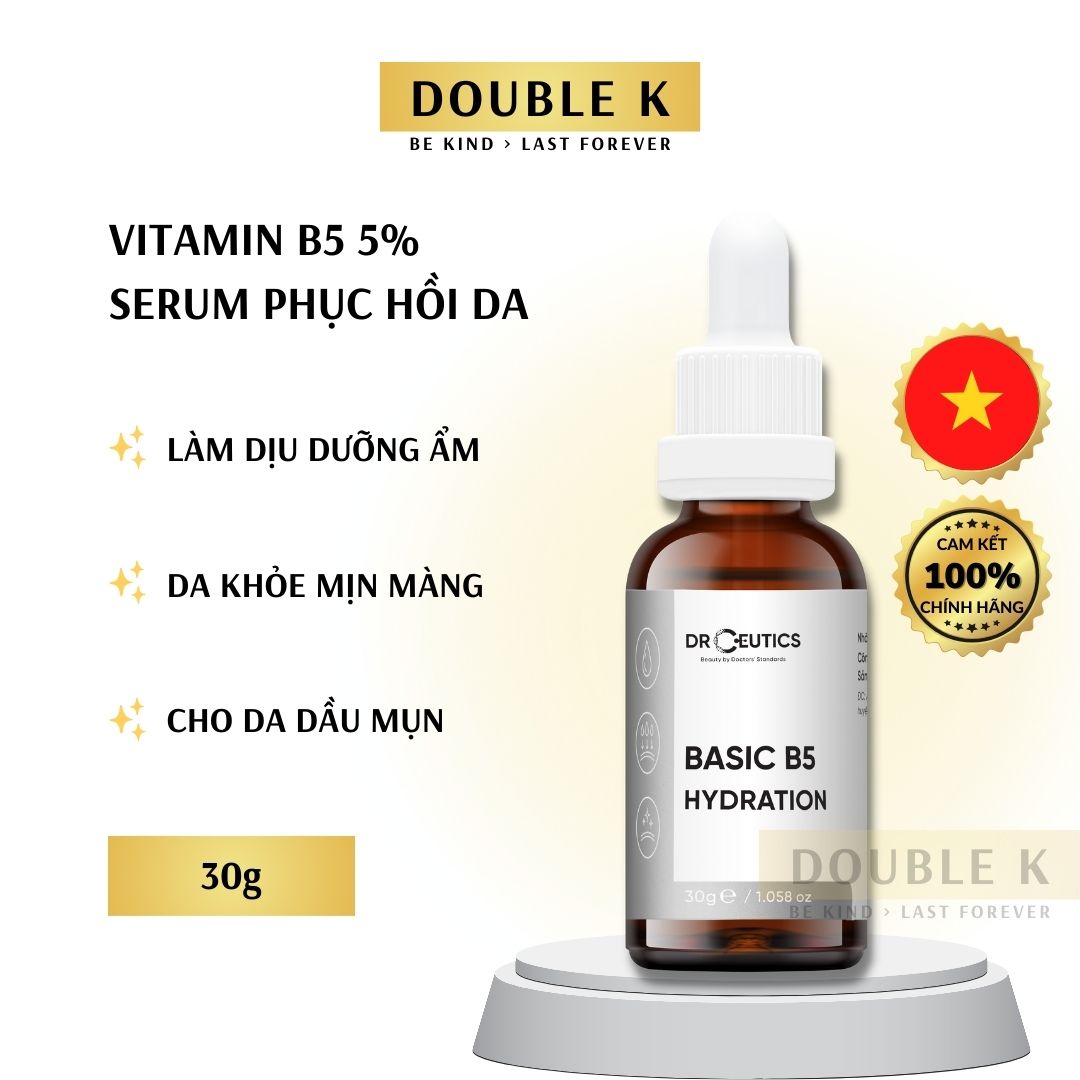 DrCeutics Basic B5 Hydration - Serum Làm Dịu Tăng Cường Độ Ẩm Cho Da Dầu Mụn - Double K