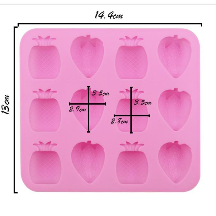 Khuôn khay silicon làm thạch, socola - dứa,dâu tây