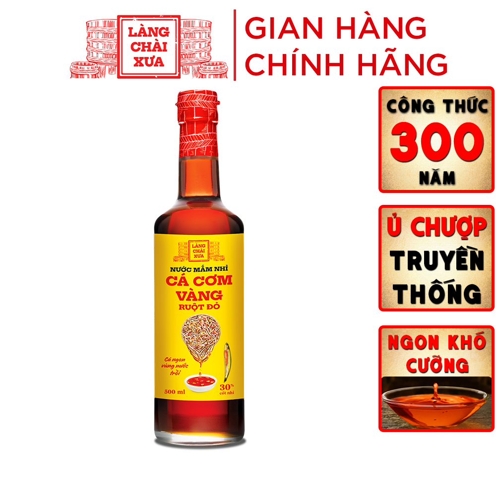 [KF] Thùng 6 chai Nước mắm nhỉ cá cơm ruột đỏ Làng Chài Xưa 500ml cá cơm vàng ngon vùng nước trồi 300 năm truyền thống chai thủy tinh