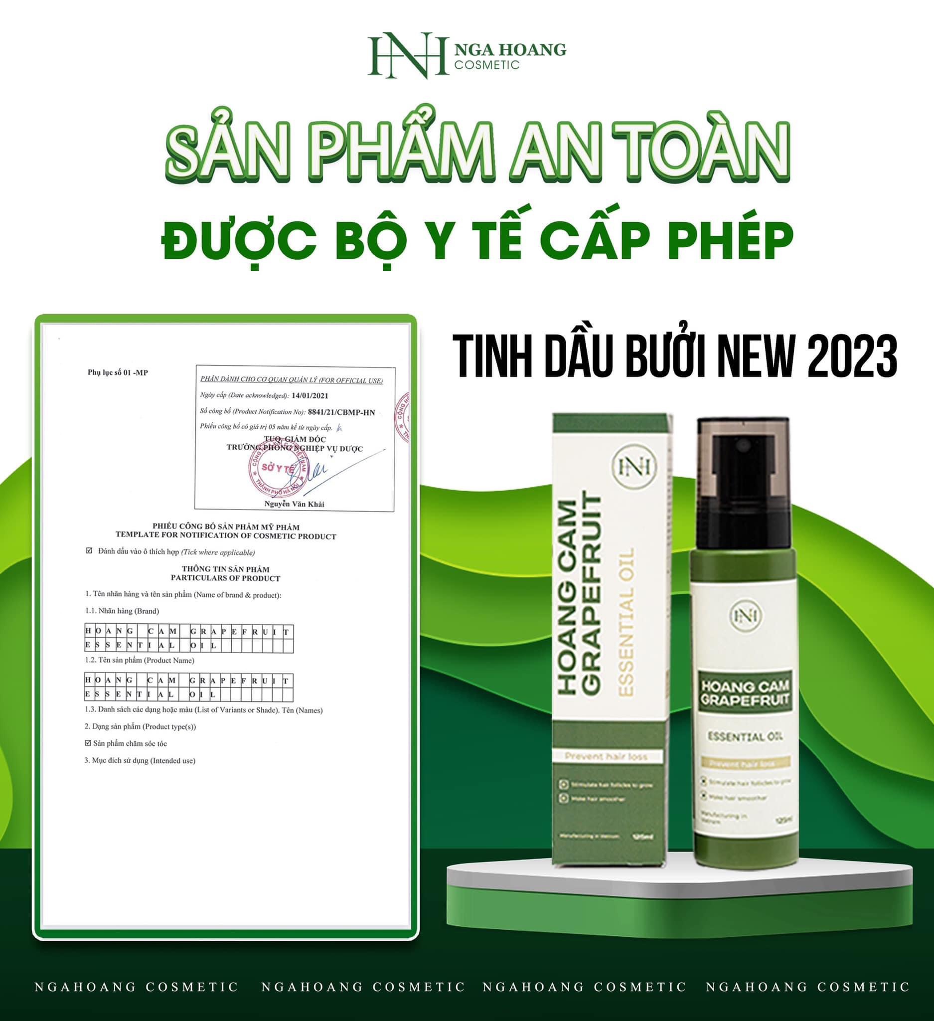 Tinh dầu bưởi dưỡng tóc, ngừa rụng, kích thích mọc tóc Nga Hoàng - Xịt bưởi Hoàng Cầm mẫu mới nhất