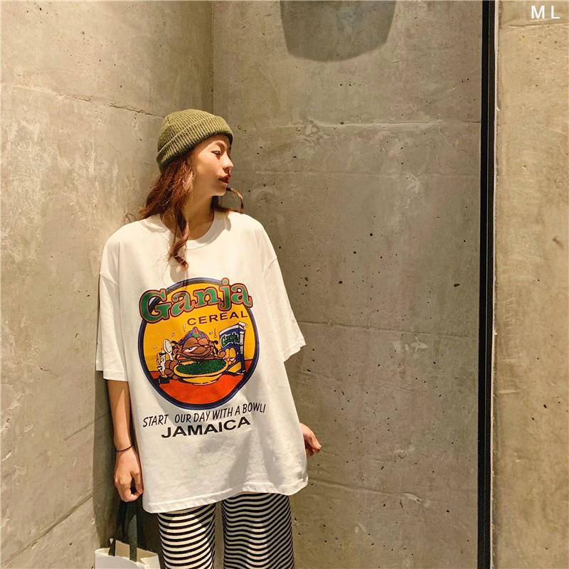 Áo thun tay lỡ GANJA form rộng ulzzang couple nam nữ UNISEX