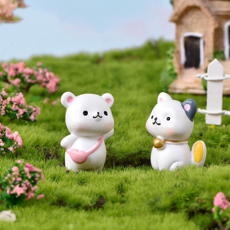 Mô hình tiểu cảnh khủng long, sóc đáng yêu trang trí tiểu cảnh, sân vườn, sen đá, terrarium