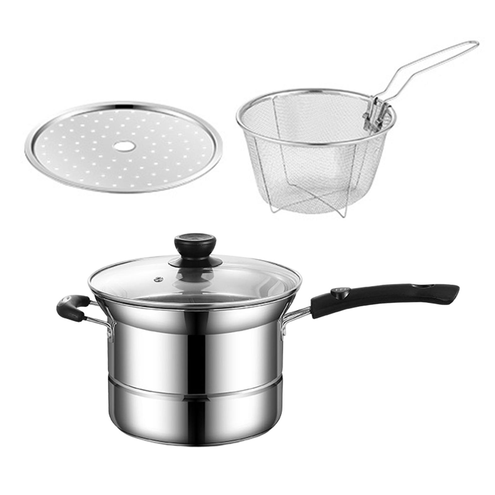 Stainless Steel Sauce Pan, Universal Utensils with Lid Handle Milk Pan Small Pot for Cooking Restaurant Party Indoor Outdoor Dining Room