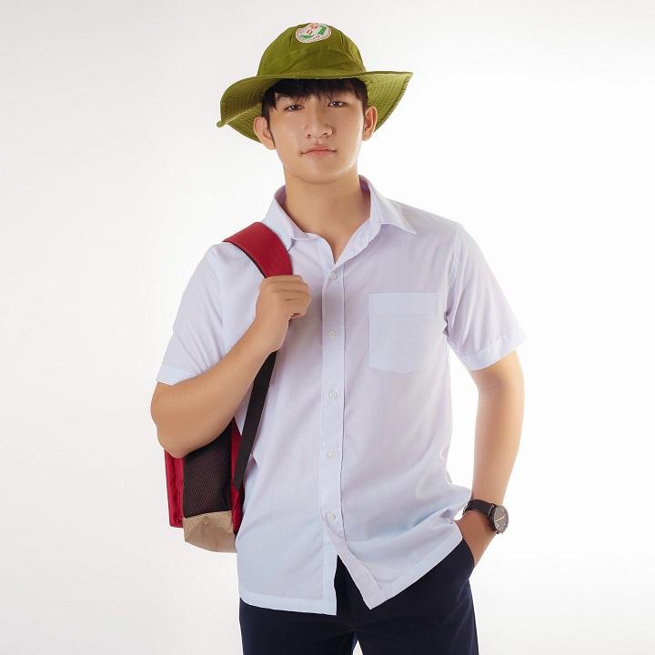 Áo đồng phục học sinh CAO CẤP 45kg đến 75kg - áo sơ mi trắng VẠT NGANG - NH Kids Shop