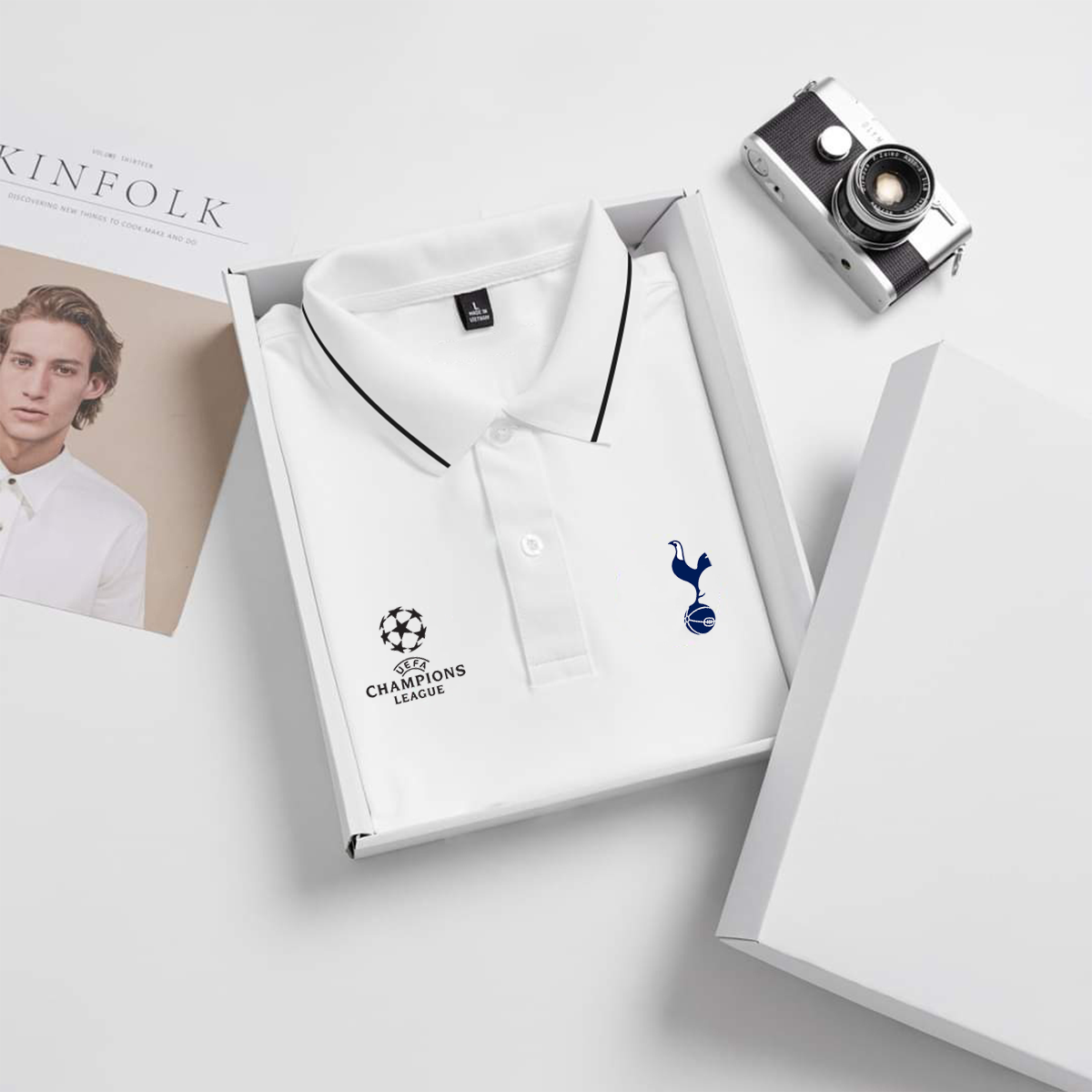 Áo polo Tottenham vải polo cá sấu không xù lông - Áo di chuyển in logo CLB Tottenham cup C1 đầy đủ size Gokis shop