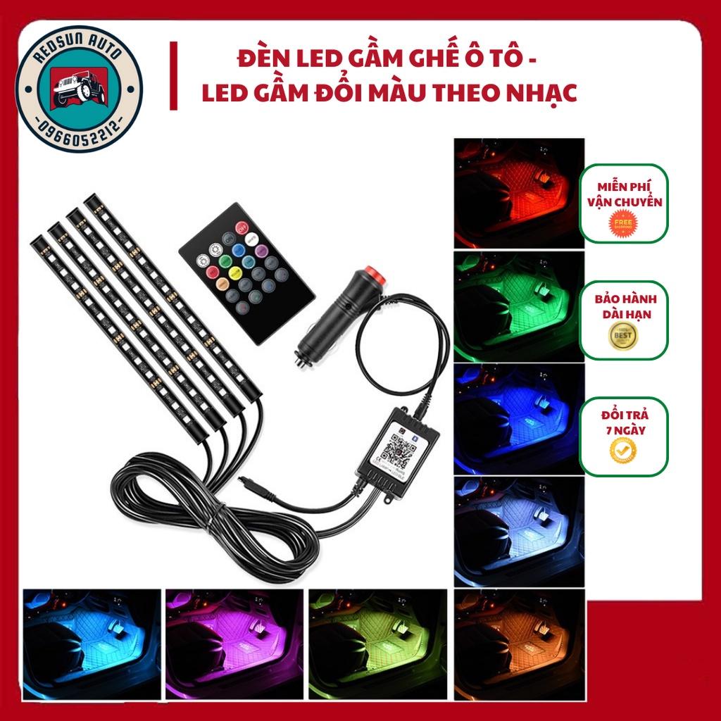Trọn Bộ Led Sàn, Led Gầm Ghế Ô Tô 12 Led, Cảm Biến Đổi Màu Theo Nhạc Có Điều Khiển Hiện Đại