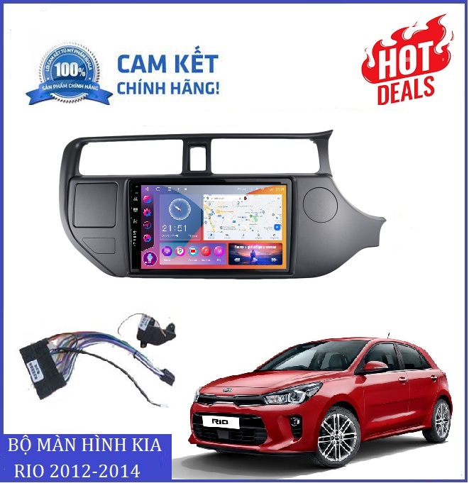 [TẶNG PHẦN MỀM V.I.E.T.M.A.P.S.1]BỘ MÀN HÌNH DVD ANDROID OTO A.5 Bộ nhớ 2GB RAM+ 32GB ROM CHO XE KIA RIO 2012-2014 Hệ điều hành Android 10 Màn hình chuẩn QLED HD đi kèm bộ sản phẩm là mặt dưỡng+jack nguồn theo xe