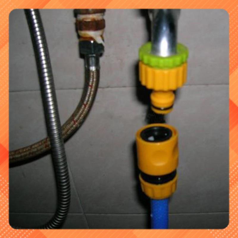 BỘ 1 đầu nối gắn vòi nước kèm 2 đầu nối ống nước 1/2 3/4 chất lượng cao
