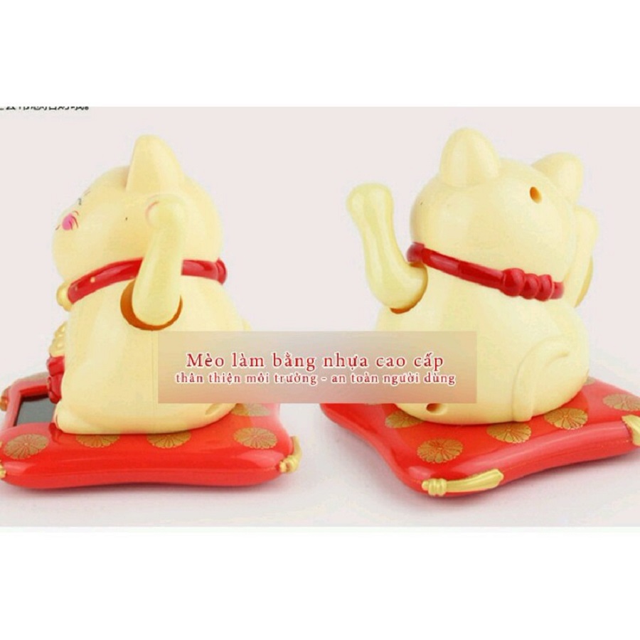 Mèo may mắn vẫy tay năng lượng mặt trời size trung