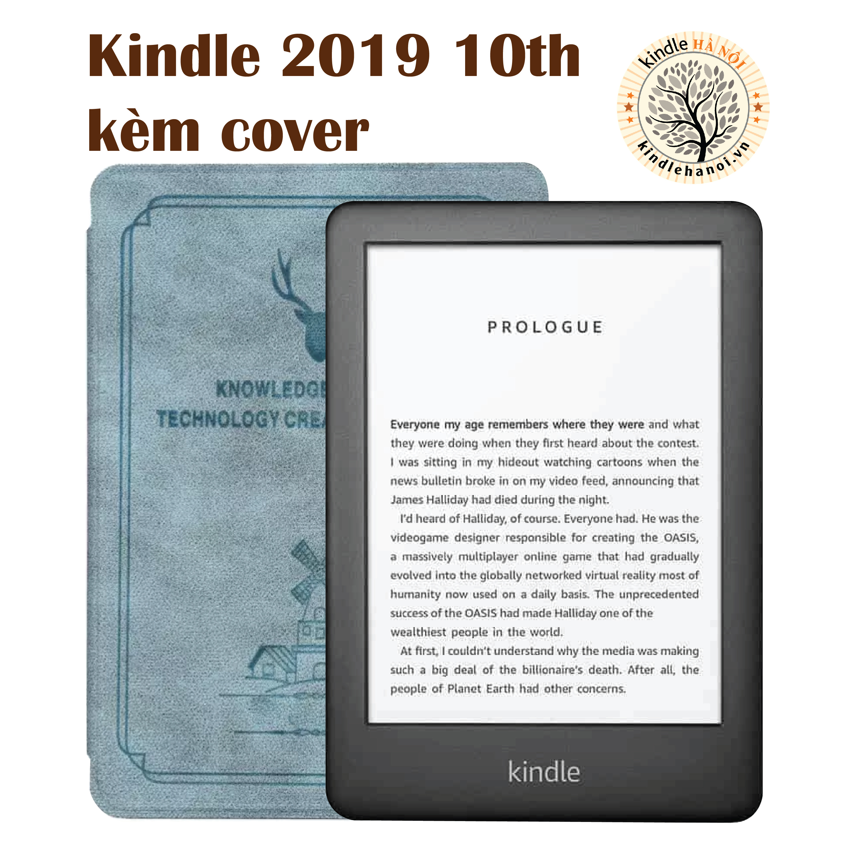 Combo máy đọc sách kindle 10th (Kindle Basic 10th), màn hình nhám 6'' 167PPI, Bộ nhớ 4/8GB, nghe sách nói Audible TẶNG KÈM BAO DA (COVER) - Hàng nhập khẩu