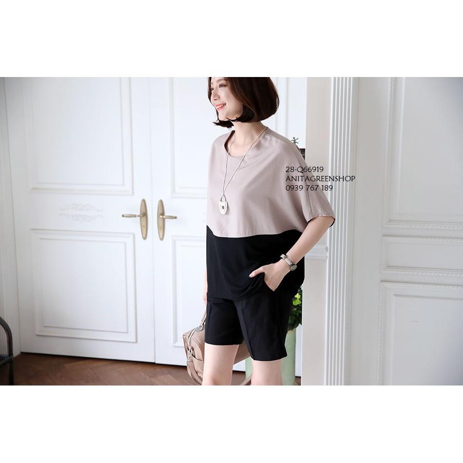 Q66919 ÁO KIỂU CÁNH DƠI PHỐI MÀU