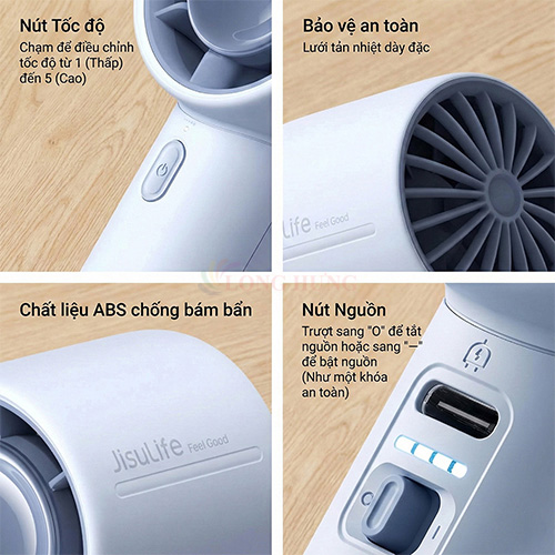 Quạt mini tích điện cầm tay Jisulife Handheld Fan Life10 4000mAh - Hàng chính hãng