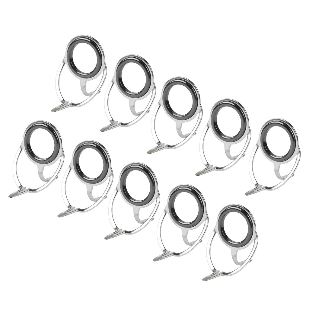 10pcs Ceramic Ring  Fishing Rod Guide Tangle Free Stainless Steel Frame