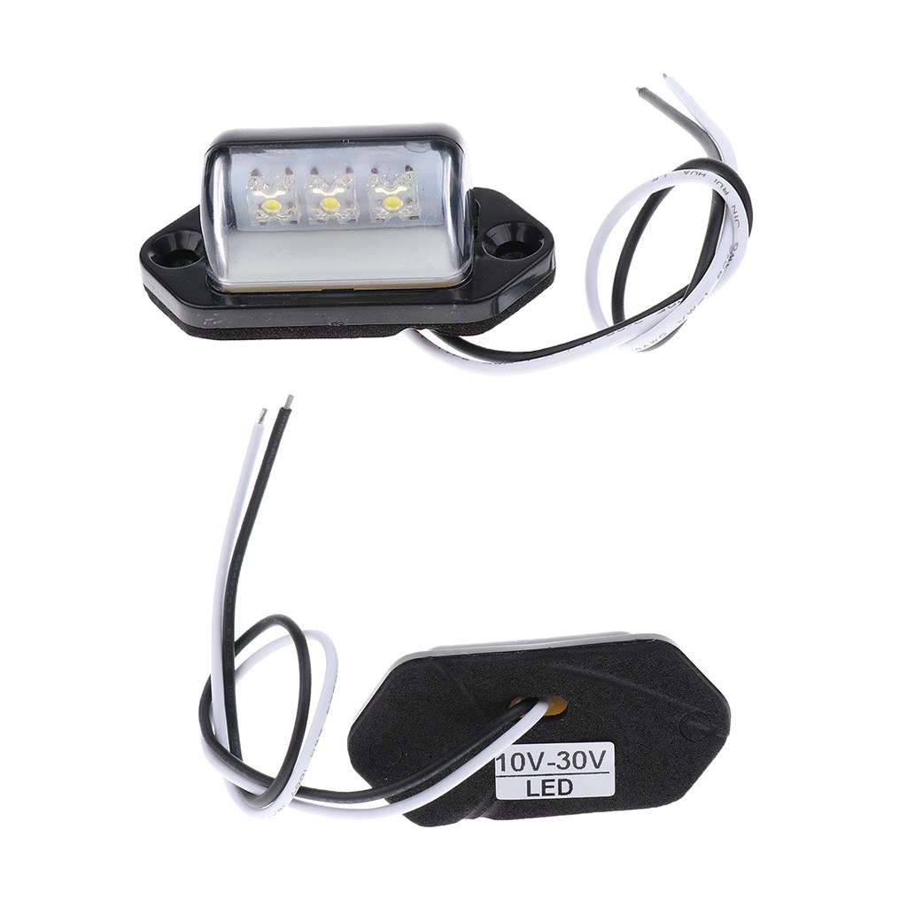 4pcs 3 LED Rear License Number Plate Light Lamp Trailer Car Light 12/24V