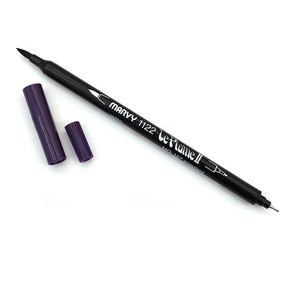 Bút lông hai đầu màu nước Marvy LePlume II 1122 - Brush/ Extra fine tip - Eggplant (107)