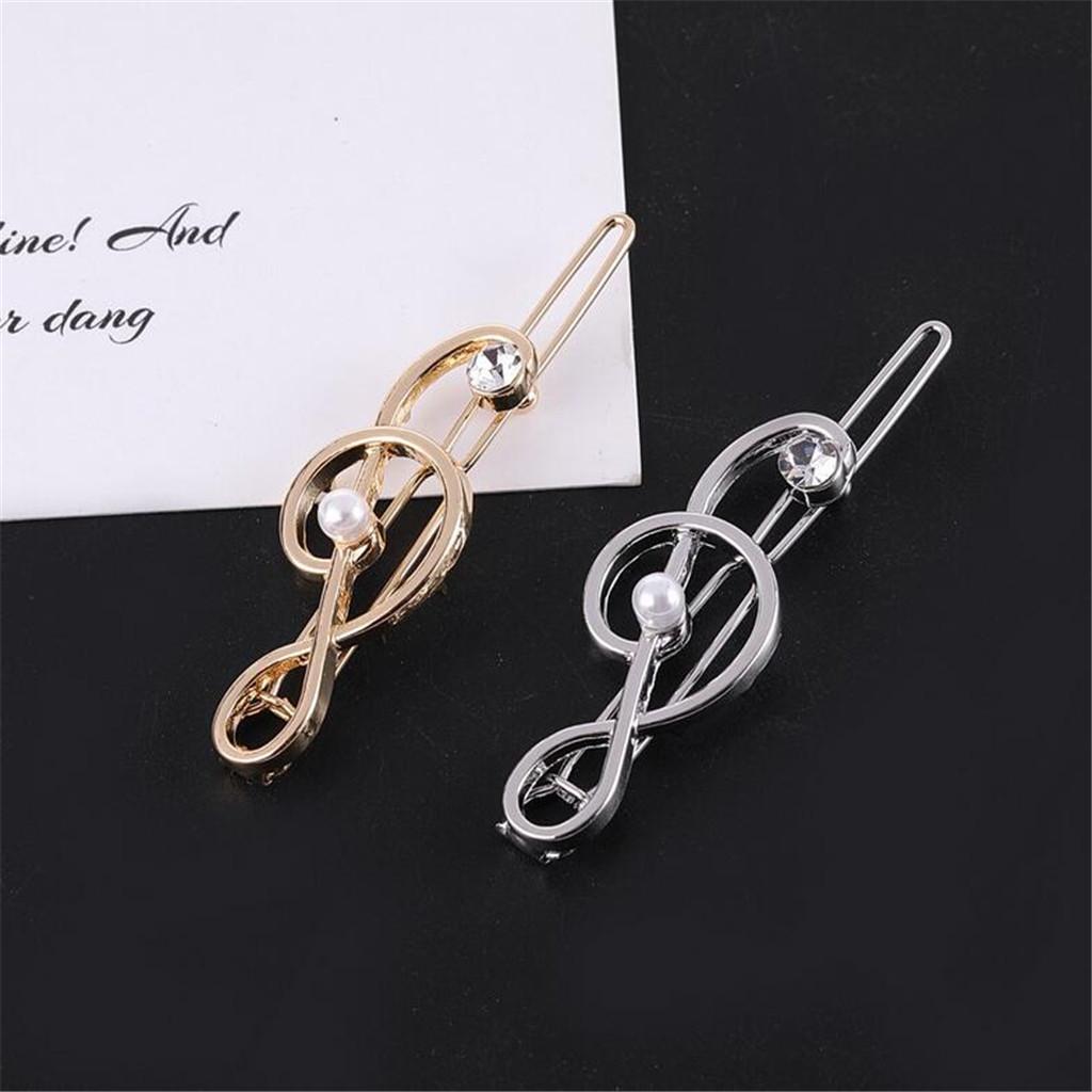 4Pack Hairpin Clip Note Crystal Pearl Hair Snap Clamp Girls Hair Accessories