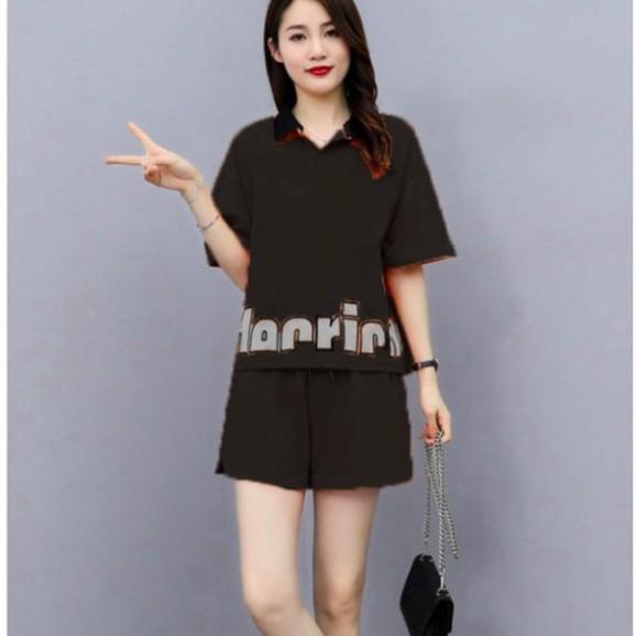 Bộ đồ đùi áo cổ bẻ cho chị em đi chơi mua hè giá rẻ hotgirl quần đùi
