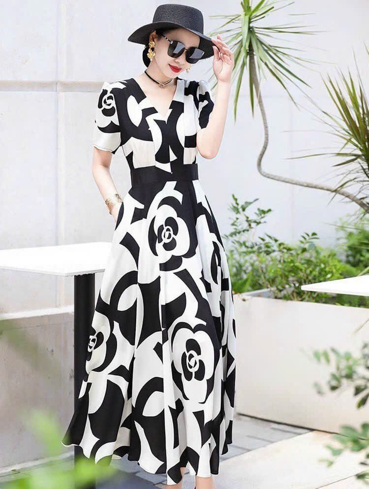 ĐẦM XÒE LỤA HỌA TIẾT CAO CẤP