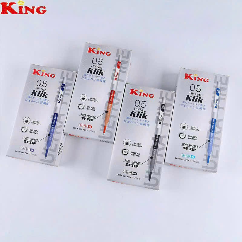 Hộp 12 Cây Viết Bấm King 101 Chất Lượng Tốt Ngòi 0.5mm