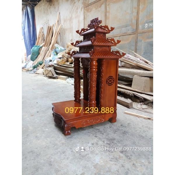 Bàn thờ thần tài mái thái gỗ pơmu 61cm cánh gián