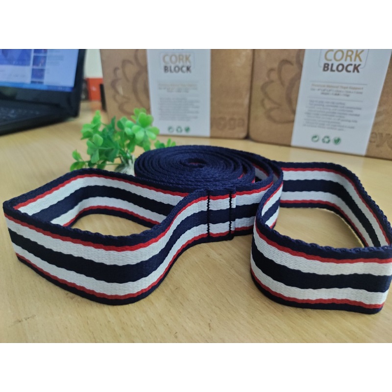 Dây đai cotton sọc tập Yoga 3m thổ cẩm , 2 đầu tập đa năng hỗ trợ các động tác Yoga , dây tập yoga bền đẹp nhiều màu sắc