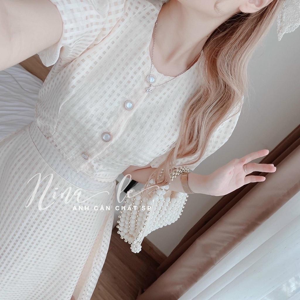 Set bộ đồ nữ áo croptop mix chân váy dài tiểu thư sang chảnh thích hợp với các nàng đi chơi, dạo phố hoặc dự tiệc