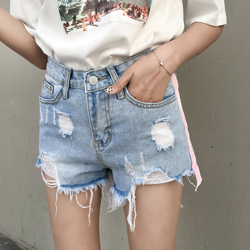Quần Jeans 2 Sọc Màu Trên Ống Quần Bụi Nữ