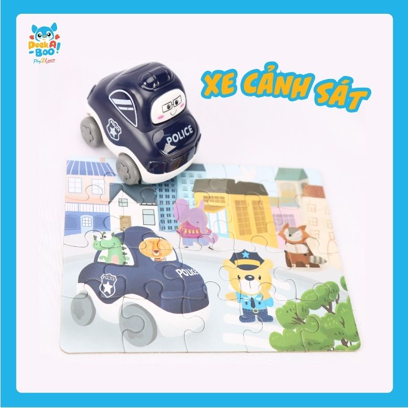 Đồ Chơi PEEK A BOO Bộ 6 Xe Mini Kèm Xếp Hình Vui Nhộn PAB012