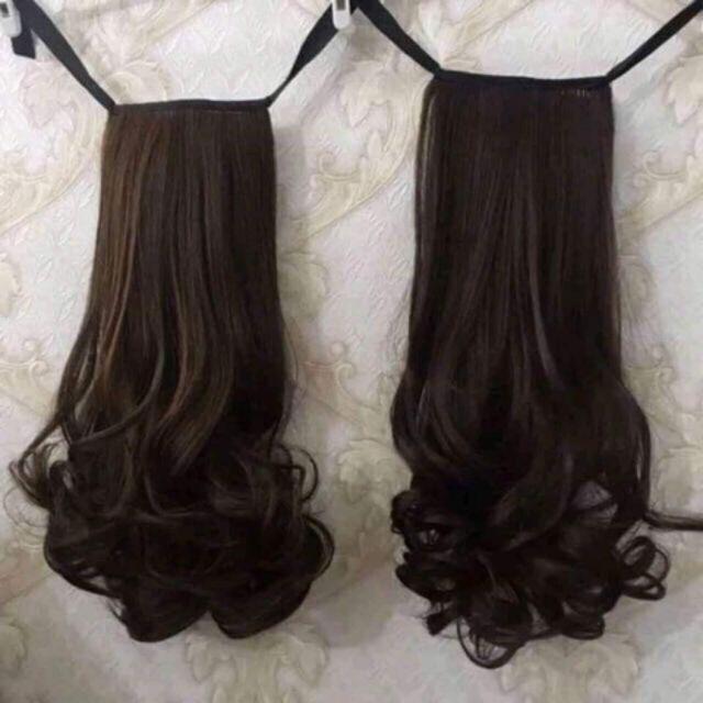 Tóc giả nữ cột ️️ ️️ cột xoăn đuôi ngắn 35cm