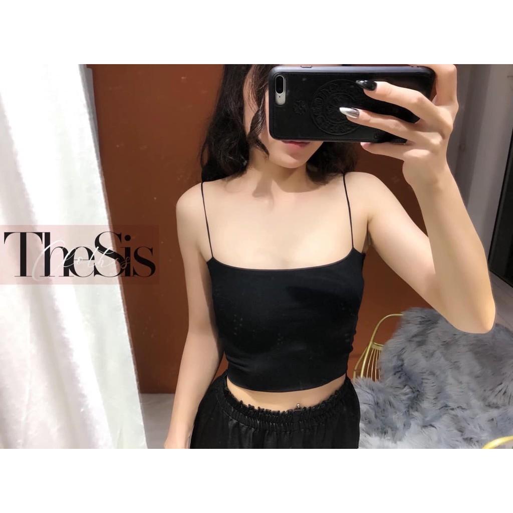 Áo hai dây croptop sợi bún