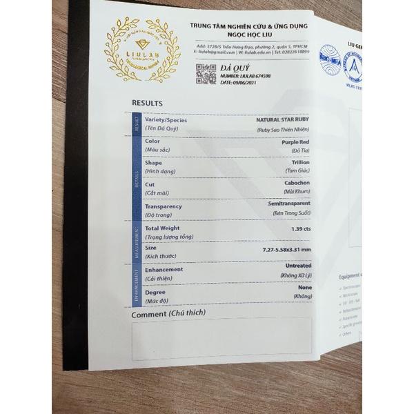 Ruby sao thiên nhiên (có kiểm định)