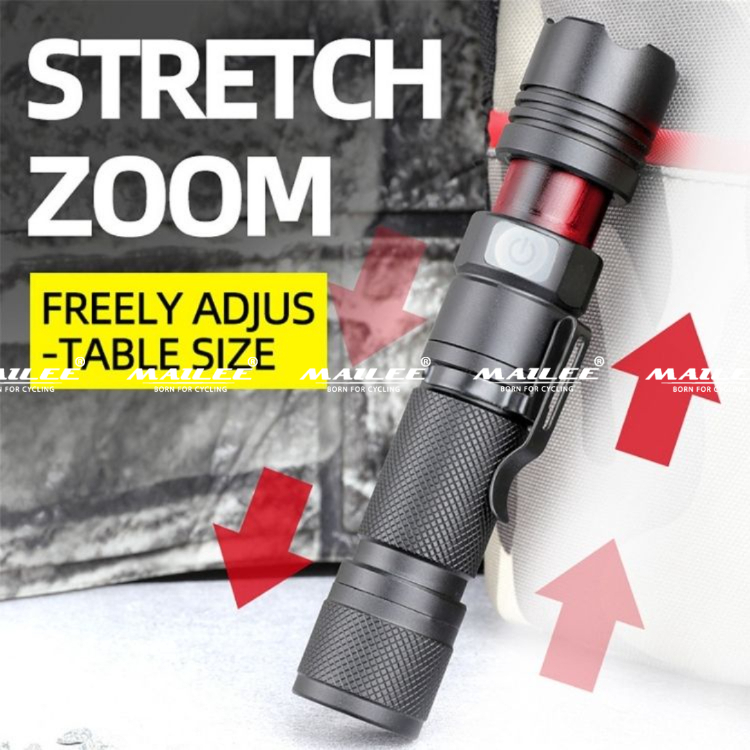 Đèn pin cầm tay mini siêu sáng gọn nhẹ dung lượng pin 4200 mah chống nước tốt có zoom xa gần MAI LEE