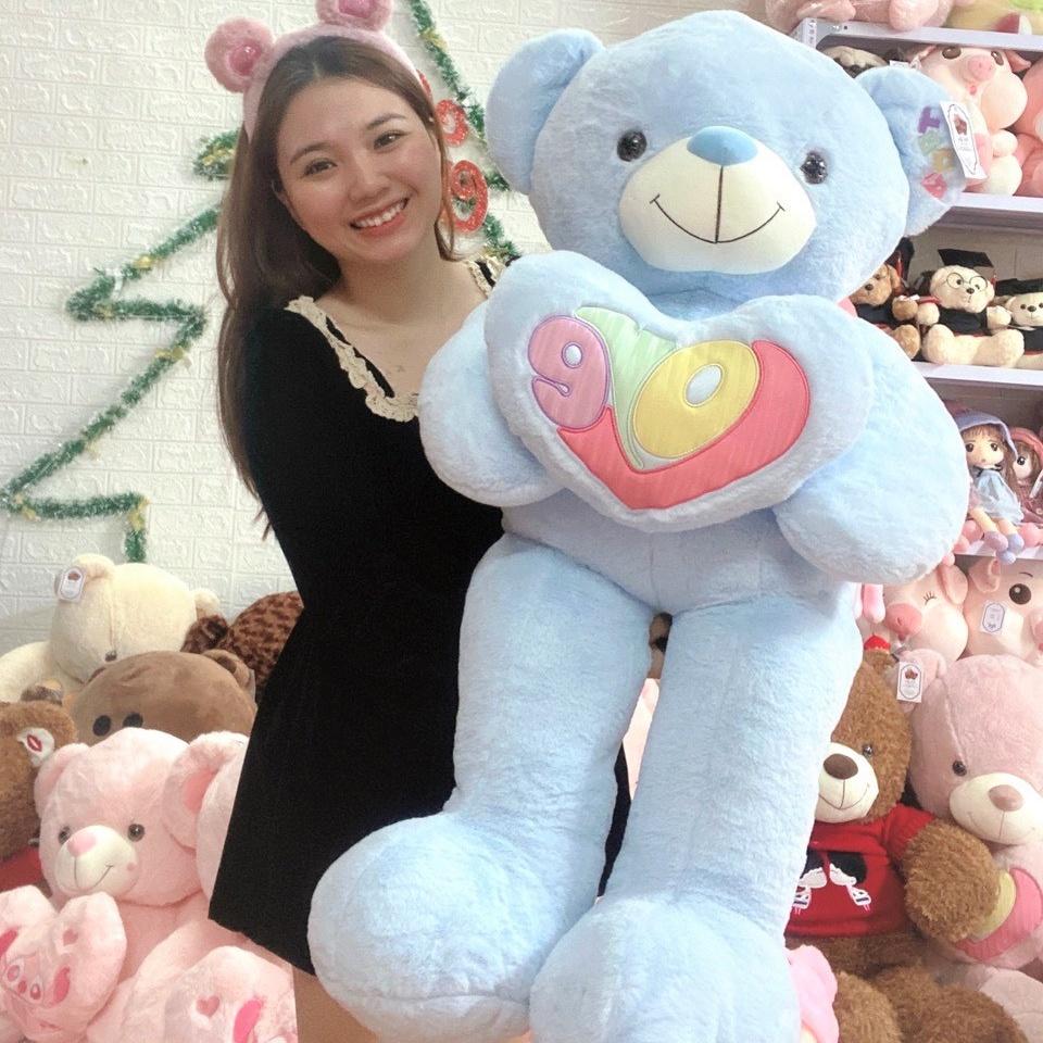 Teddy ôm tim chữ Love 4 màu cao cấp - QC - dành tặng bạn gái
