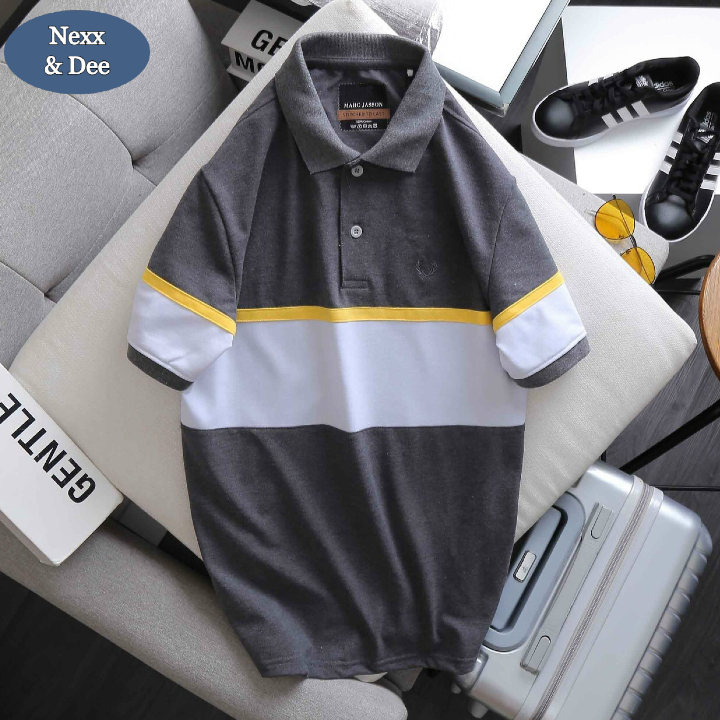 Áo thun polo nam sọc ngang cá sấu có cổ bẻ Nexx & Dee trung niên vải cao cấp ND06