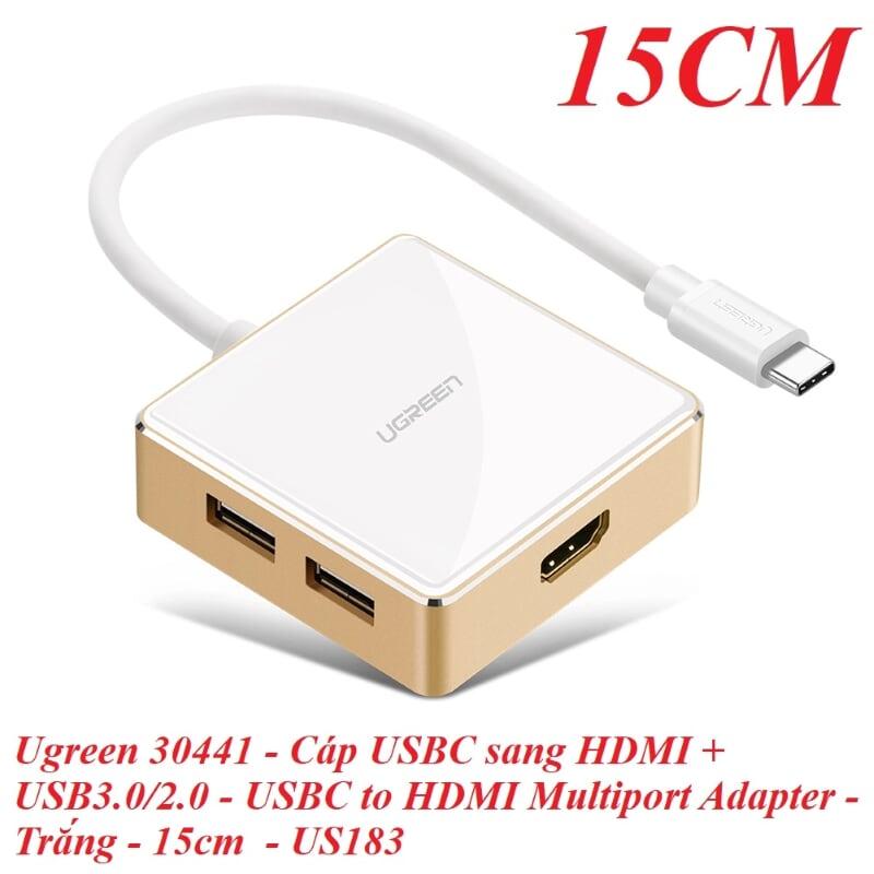 Ugreen UG30441US183TK Bộ chuyển đổi TYPE C sang 1 USB 3.0 + 2 USB 2.0 + HDMI + hỗ trợ nguồn TYPE C - HÀNG CHÍNH HÃNG