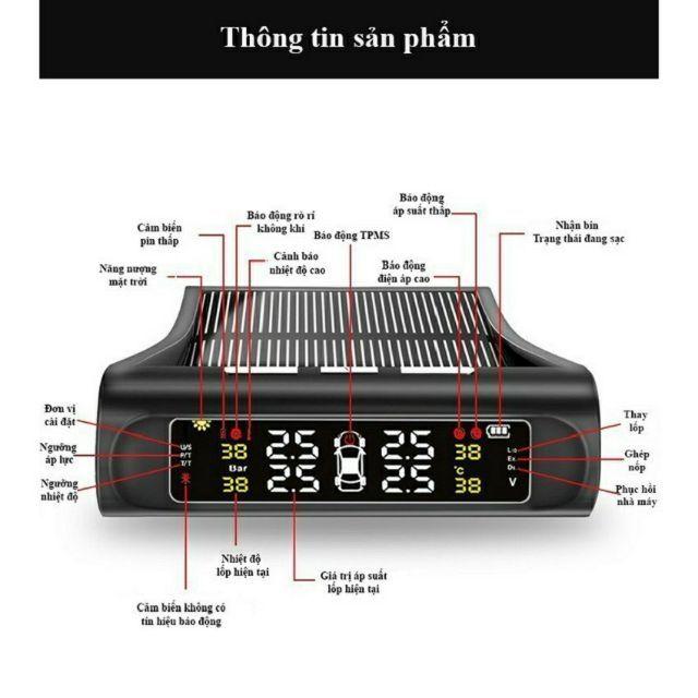 Cảm biến đo áp suất lốp,van gắn ngoài,Led màu