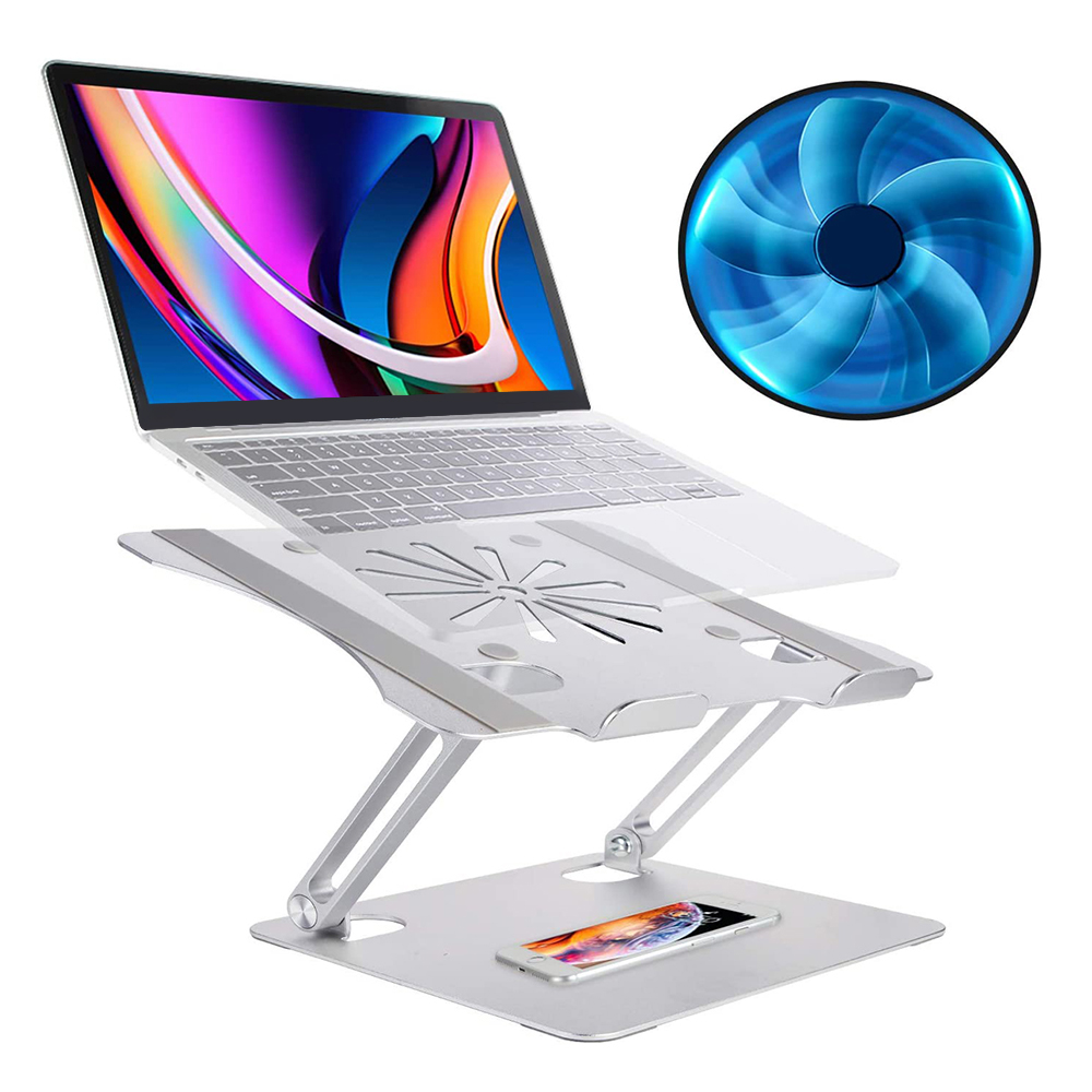 Giá Đỡ Máy Tính Xách Tay Hợp Kim Nhôm Chống Trượt Với Quạt Làm Mát Có Thể Gập Lại 10-17,3 Inch