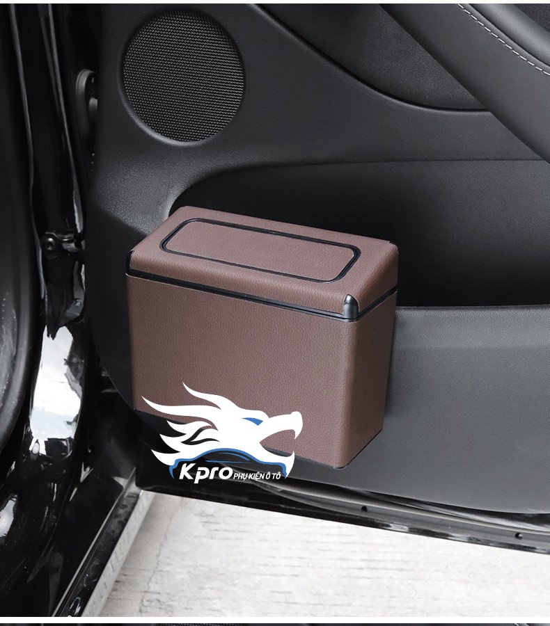 Hình ảnh Thùng rác da thông minh 2 trong 1 nắp nhấn kết hợp nắp mở dành cho ô tô, xe hơi - Hàng Kpro chất lượng cao