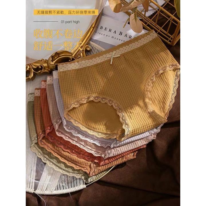 Combo 5 Quần Lót Cotton Tăm Viền Kẻ Phối Nơ Cao Cấp 028