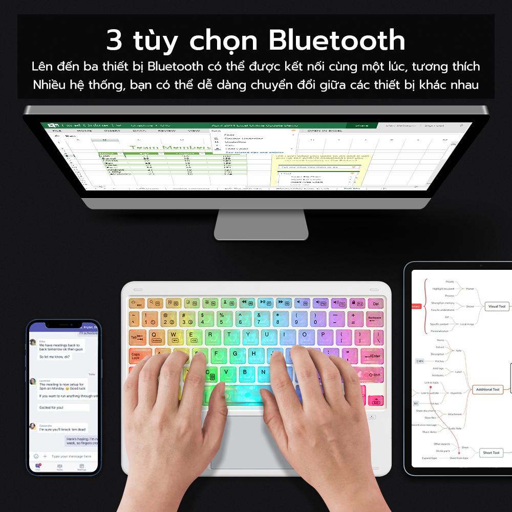 [HÀNG CHÍNH HÃNG GOOJODOQ] Bàn phím không dây bluetooth GOOJODOQ Đèn LED RGB thích hợp cho Điện thoại iPad Pro Air Xiaomi Huawei Android Windows