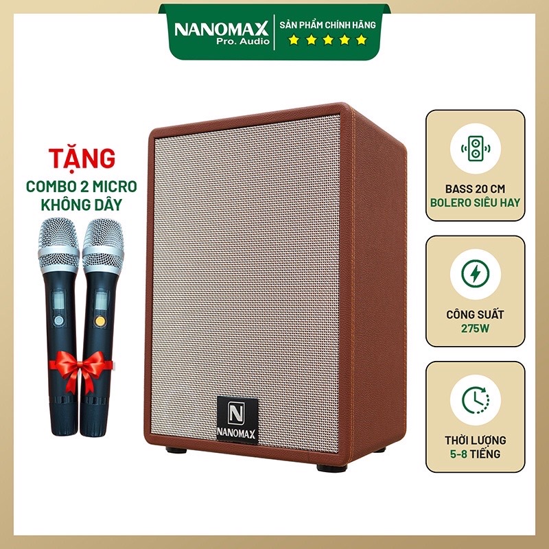 Loa Karaoke xách tay Nanomax K-40 bass 20 cm, công suất 275w. Hàng chính hãng