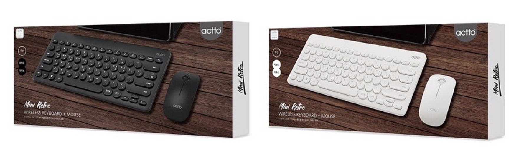 Combo bàn phím và chuột không dây kiểu dáng Mini Retro Keyboard &amp; Mouse Actto KMC-03 HÀNG CHÍNH HÃNG BLACK