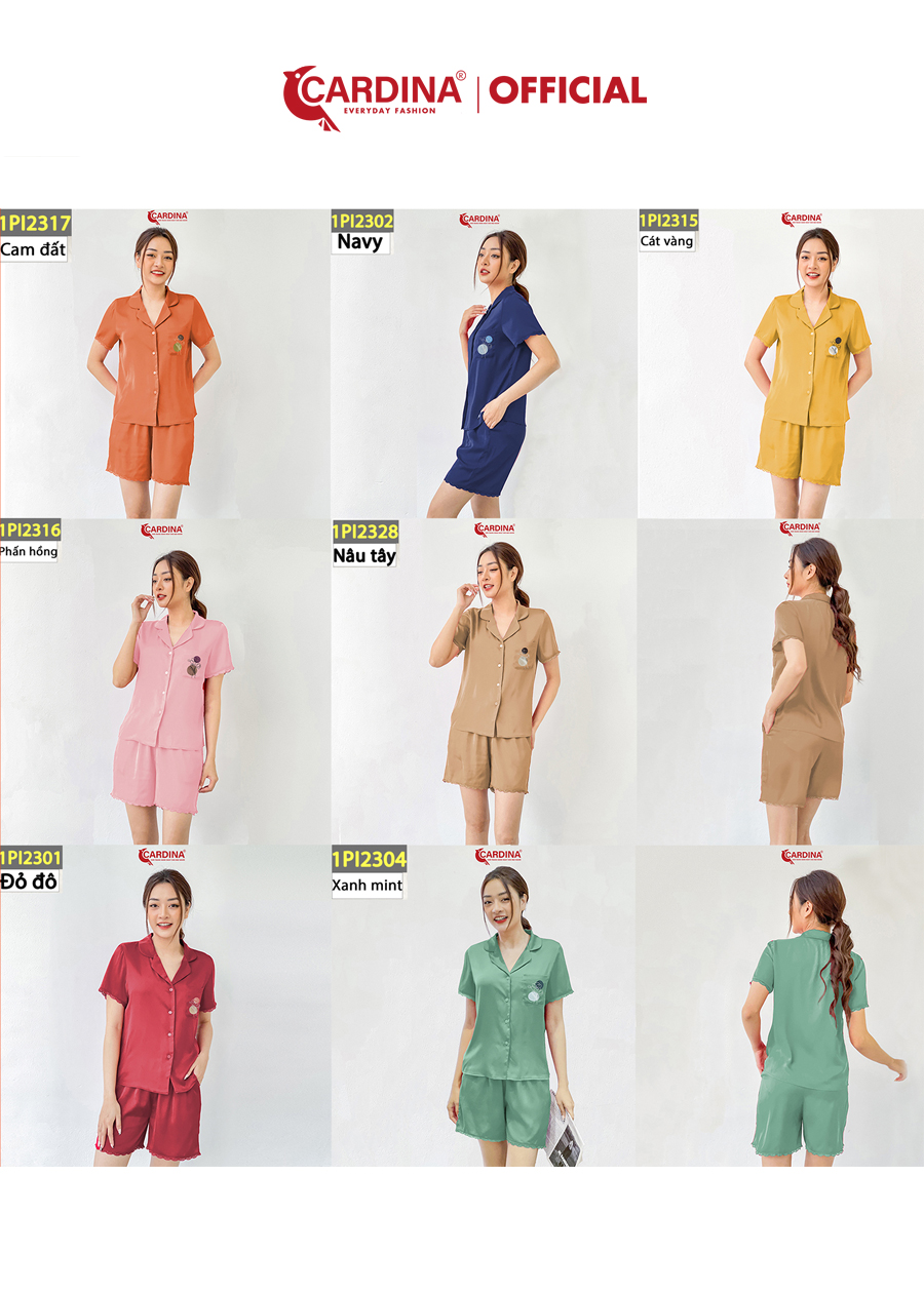 Đồ Bộ Pijama Nữ CARDINA Chất Lụa Satin Nhật Viền Ren 1Pi23